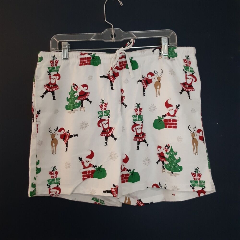 The Company Store Christmas Santa Flannel Sleep Shorts sz L Unisex
